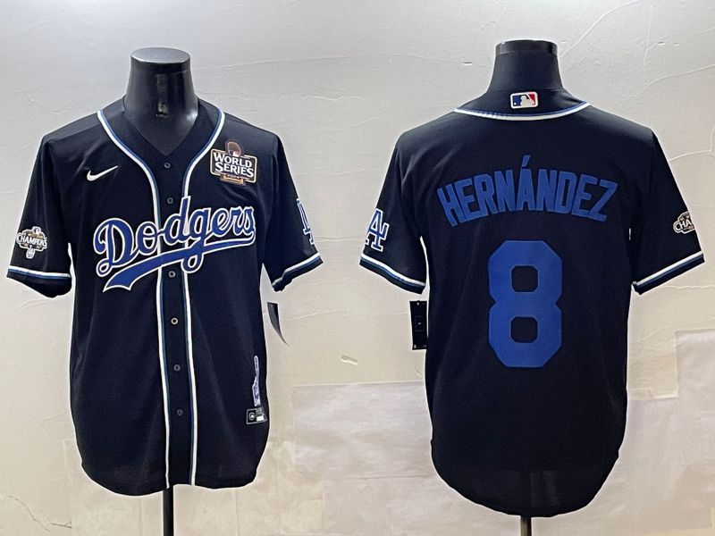 Men Los Angeles Dodgers 8 Hernandez Black Fashion Game 2025 Nike MLB Jersey style 3061